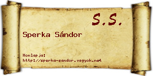 Sperka Sándor névjegykártya